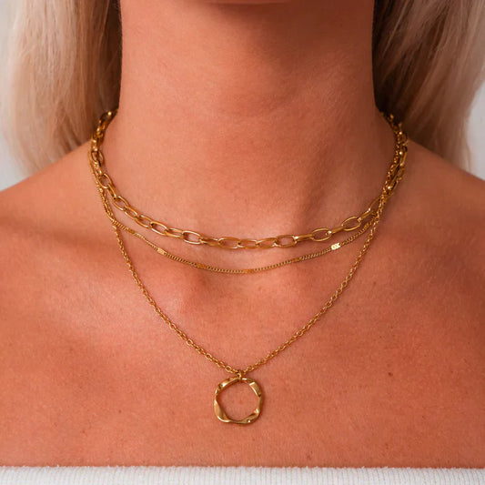 Gold Vintage Layered Necklace-Mialla Jewelry
