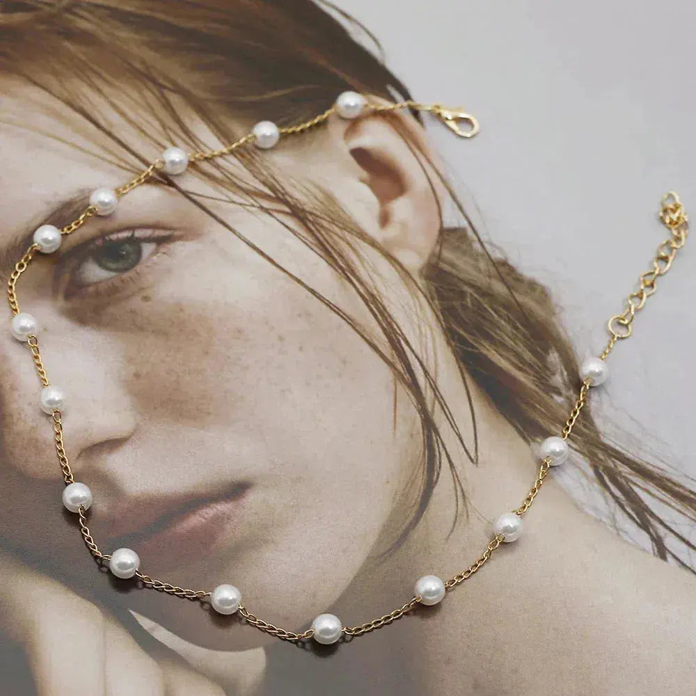Pearl necklace in gold-Mialla Jewelry