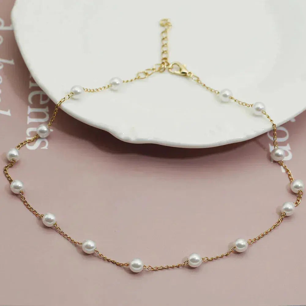 Pearl necklace in gold-Mialla Jewelry