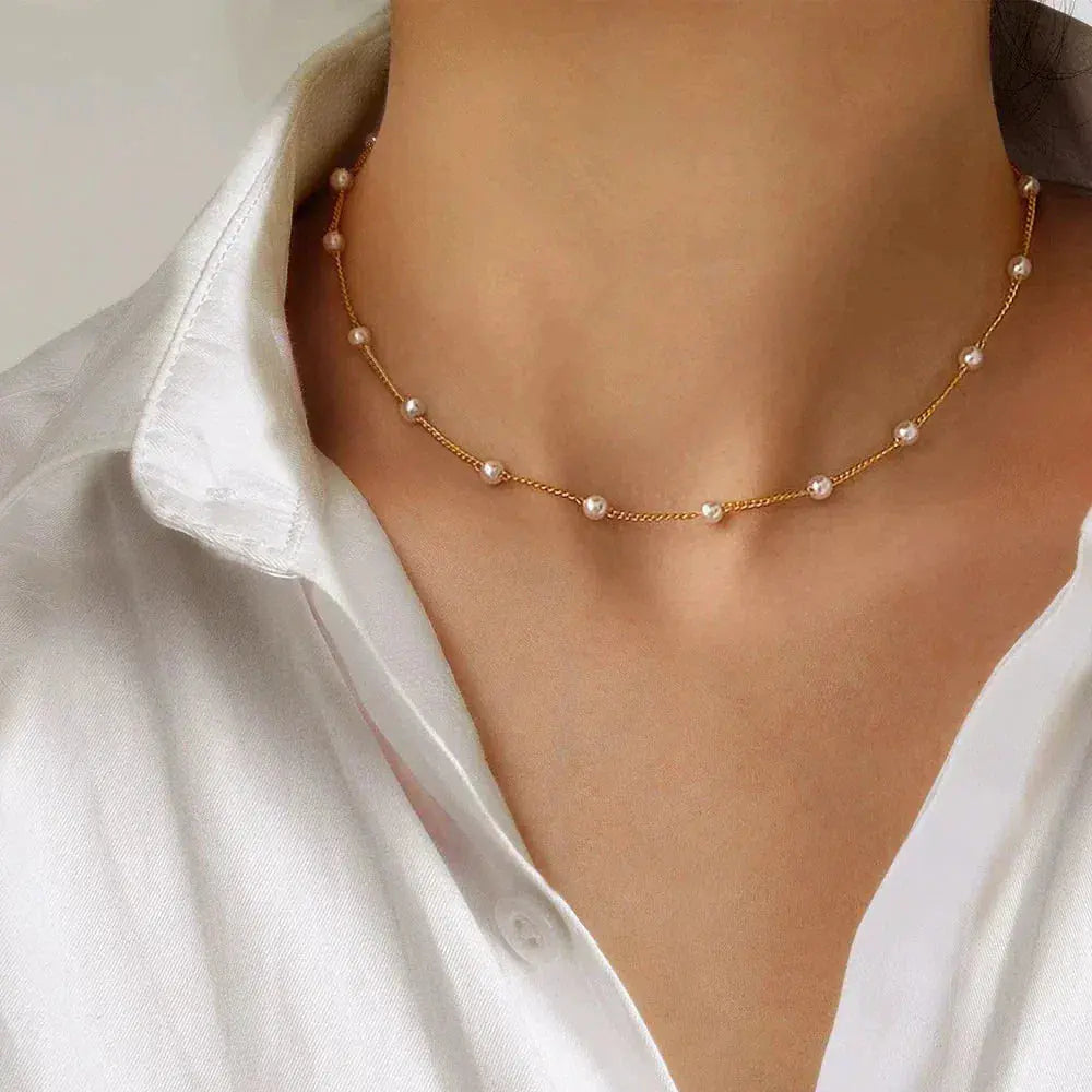 Pearl necklace in gold-Mialla Jewelry
