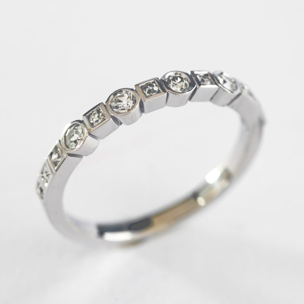Vintage Inlaid Glass Silver Ring-Mialla Jewelry