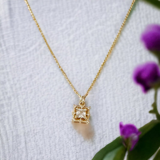 Illaria Square Baguette Necklace-Mialla Jewelry