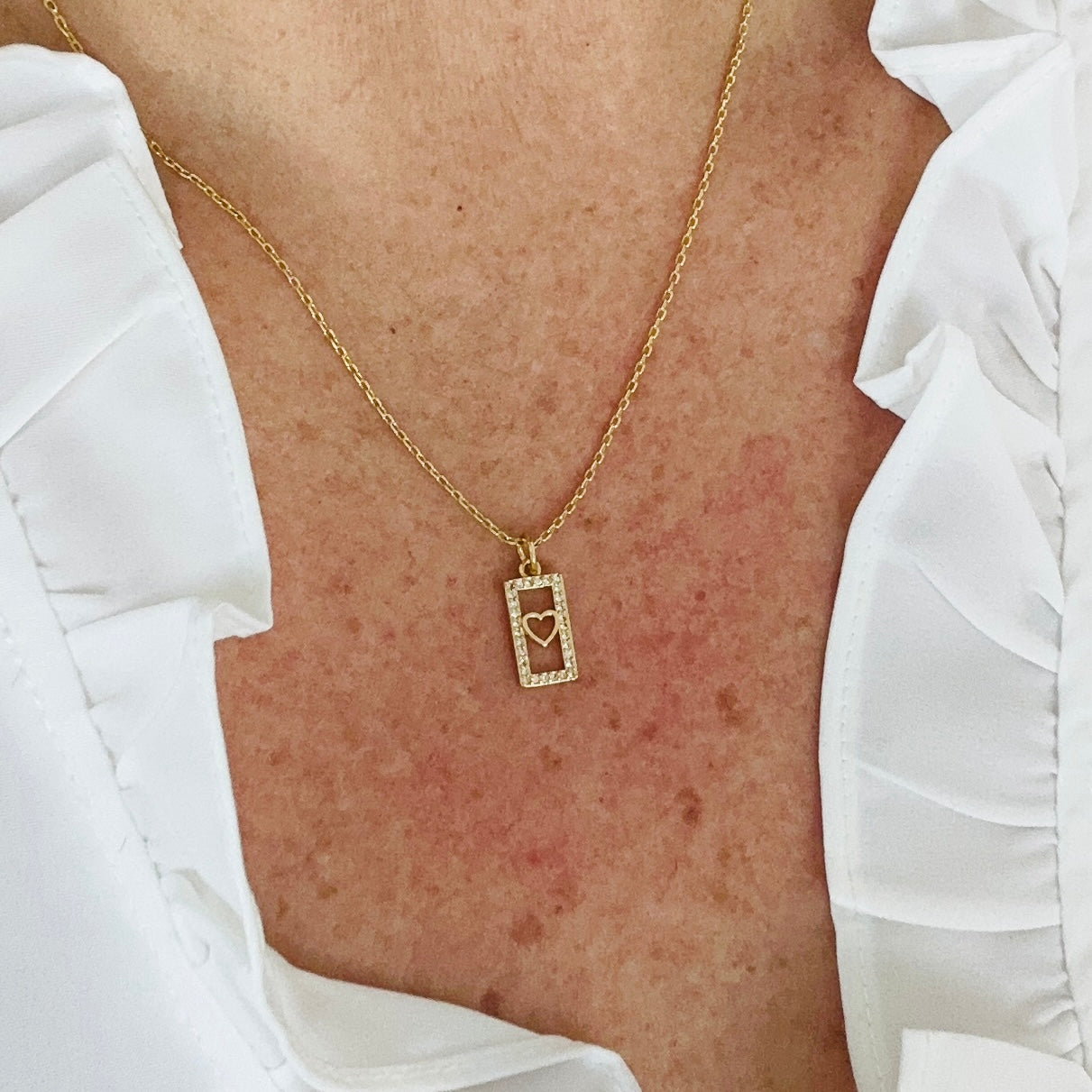 Carita Dainty Heart Tag Necklace-Mialla Jewelry