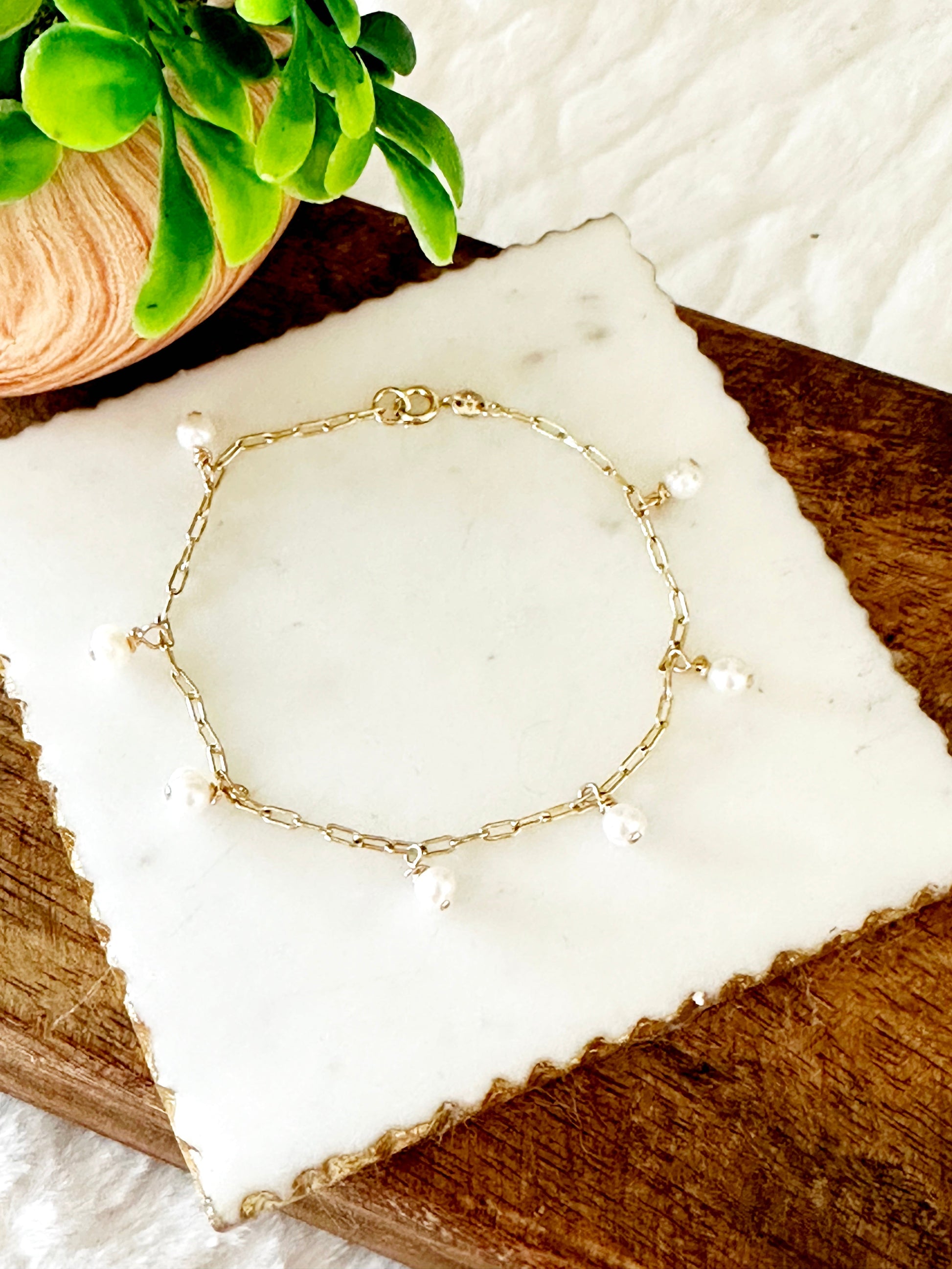 Gina Mini Pearl Charm Bracelet-Mialla Jewelry