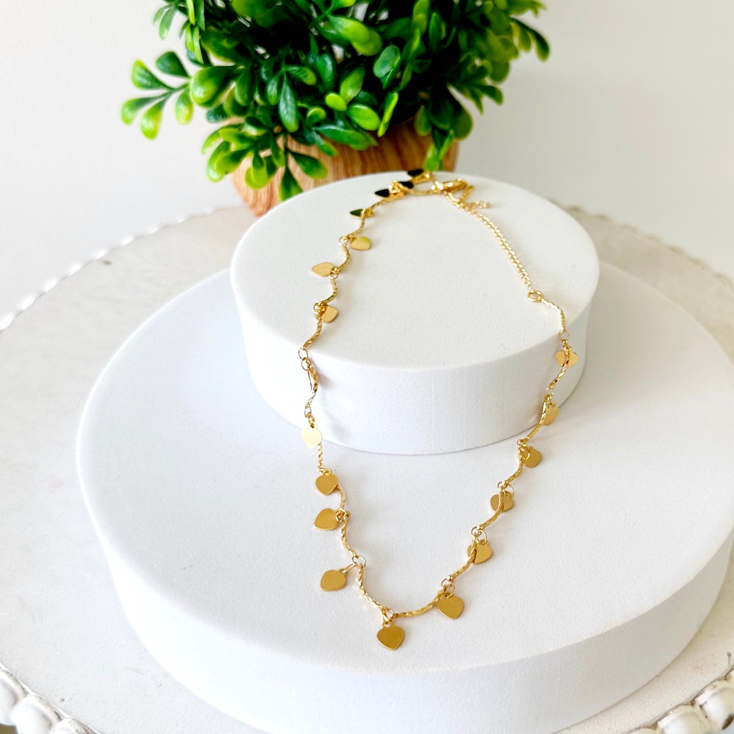 Melita Dangle Heart Choker Necklace-Mialla Jewelry