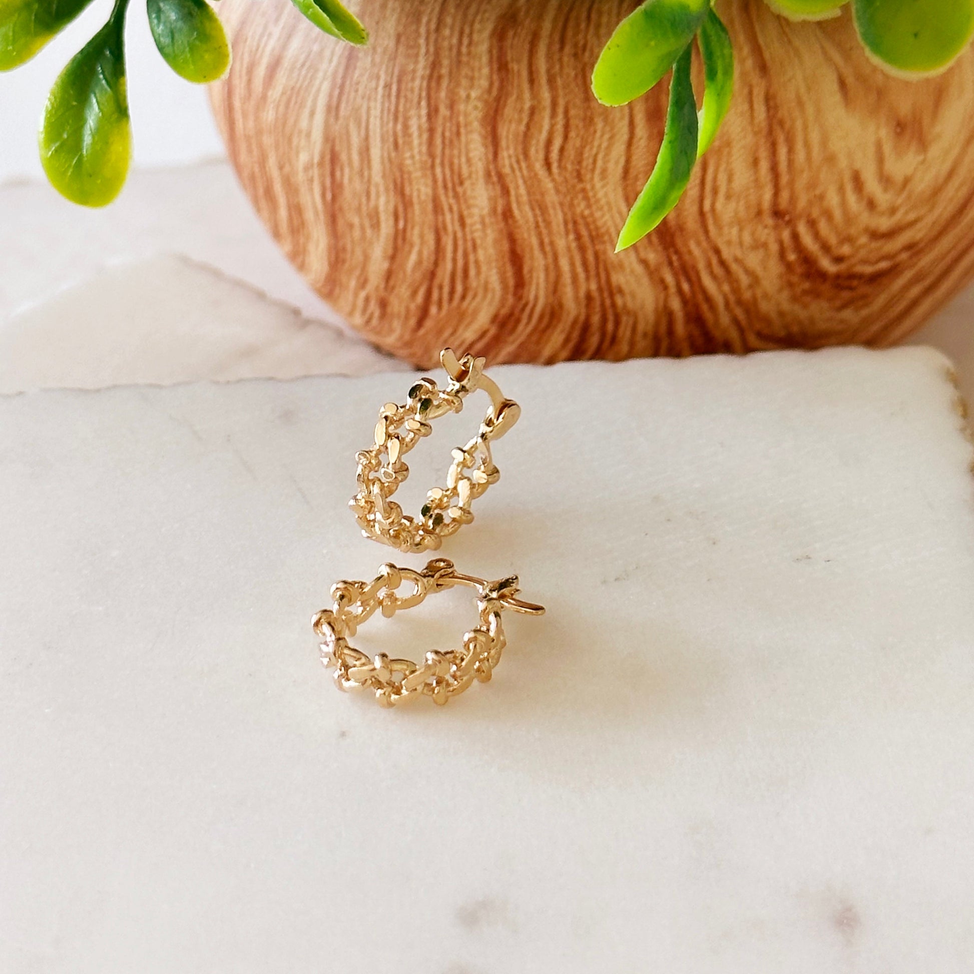 Diletta Small Designed Cuban Hoops-Mialla Jewelry
