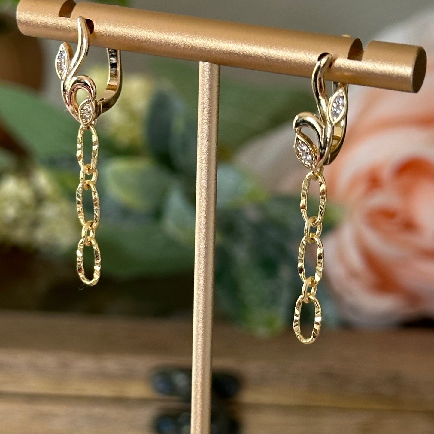 Fiore Sunburst Link Earrings-Mialla Jewelry