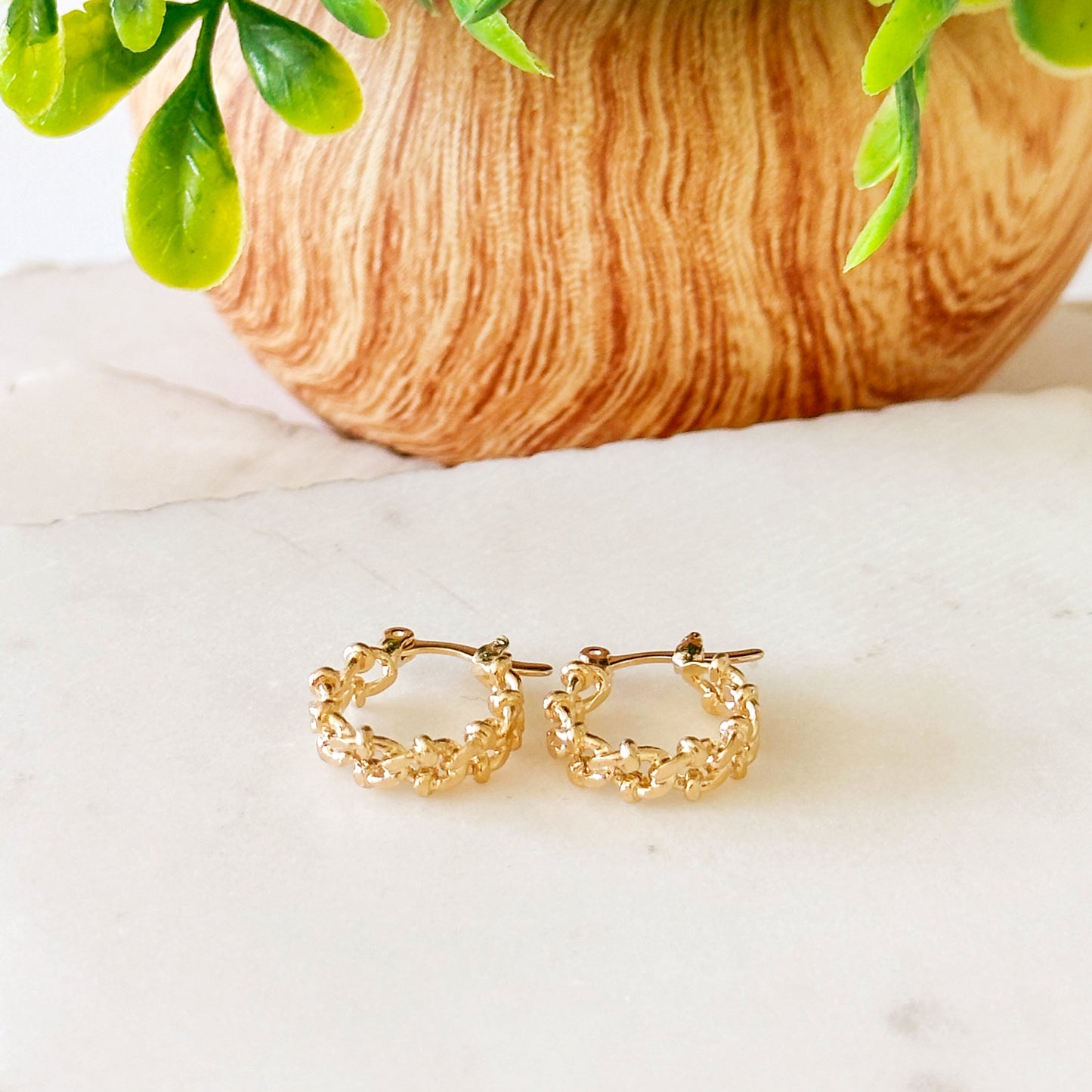 Diletta Small Designed Cuban Hoops-Mialla Jewelry