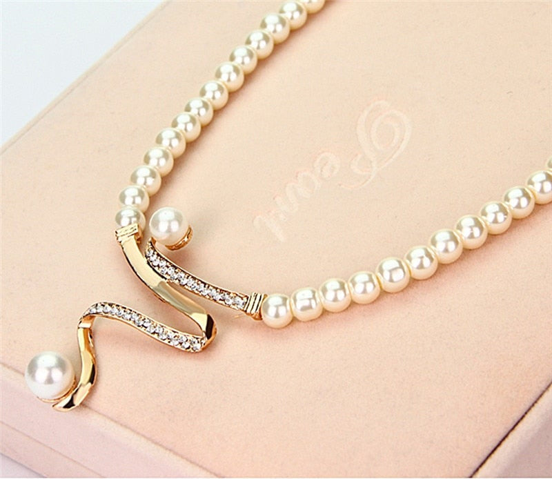 Natural Pearl Necklace + Earrings Set-Mialla Jewelry
