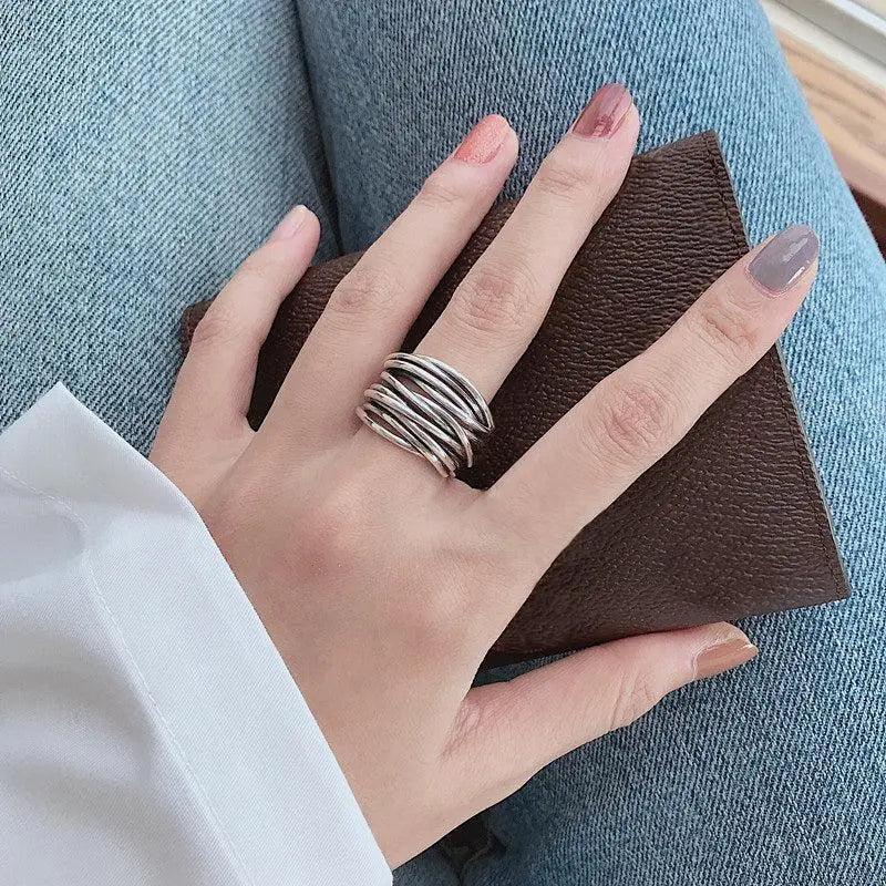 Adjustable silver layer ring-Mialla Jewelry