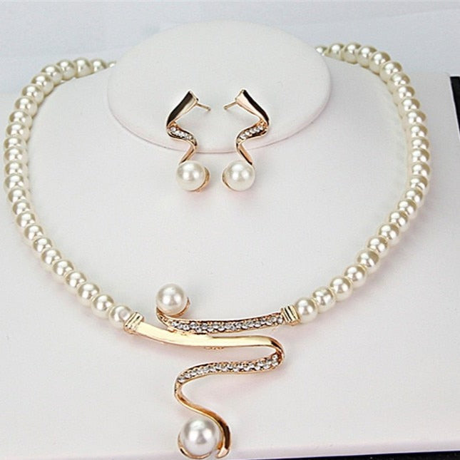 Natural Pearl Necklace + Earrings Set-Mialla Jewelry
