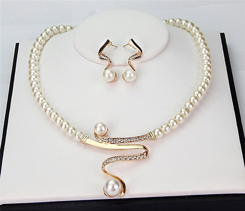 Natural Pearl Necklace + Earrings Set-Mialla Jewelry