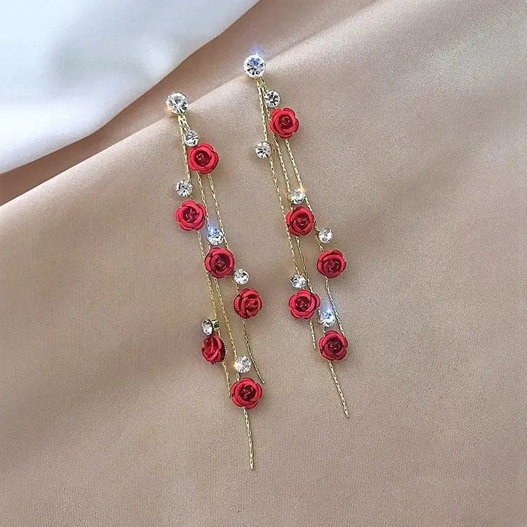 Rose Cascade Earrings-Mialla Jewelry