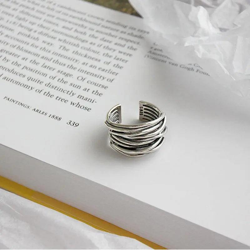 Adjustable silver layer ring-Mialla Jewelry