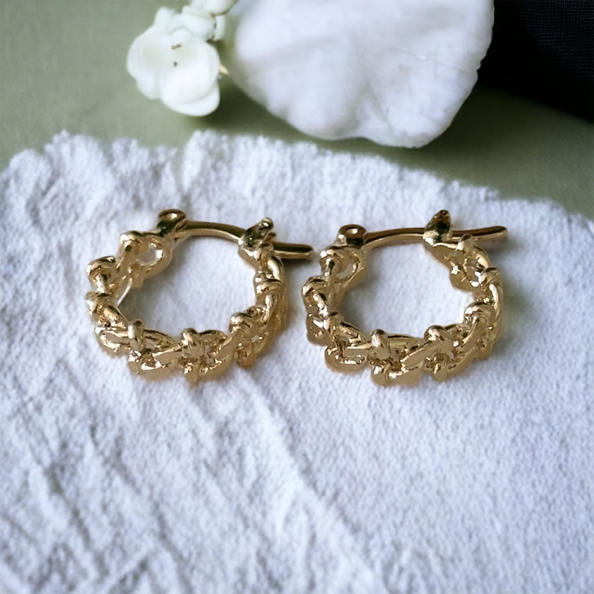 Diletta Small Designed Cuban Hoops-Mialla Jewelry