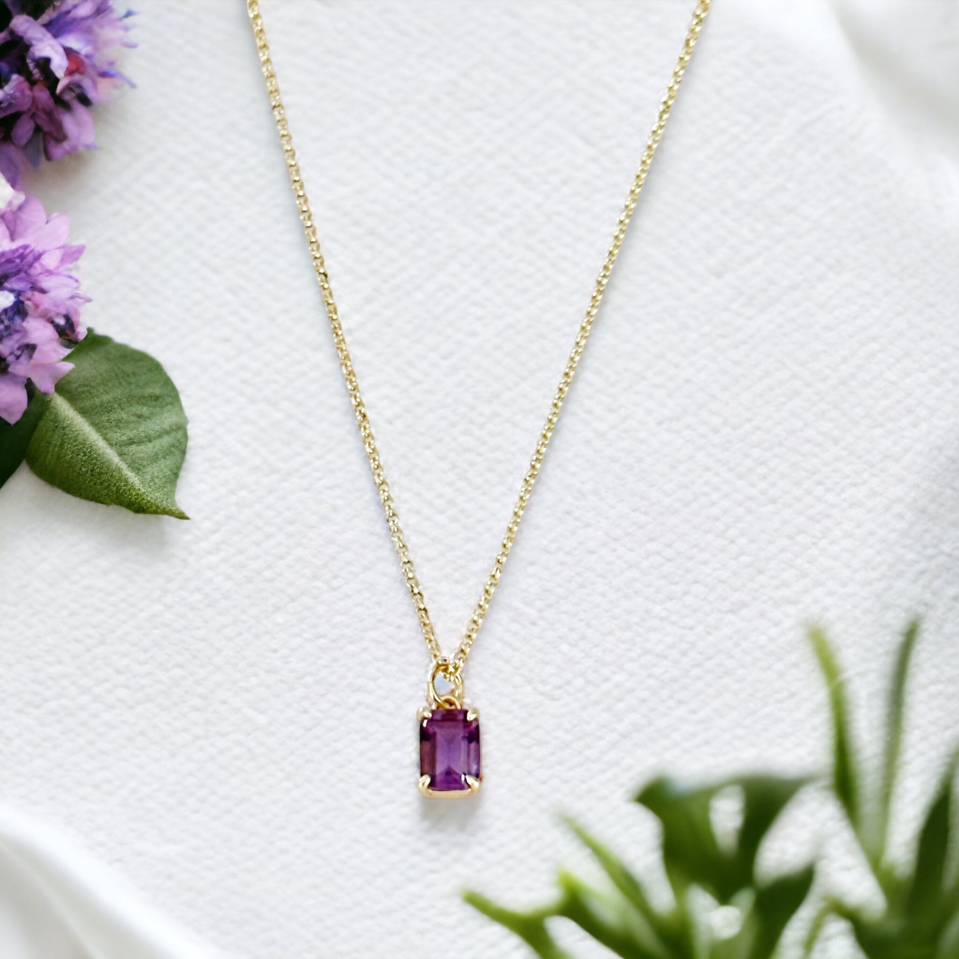 Violetta Amethyst Baguette Necklace-Mialla Jewelry