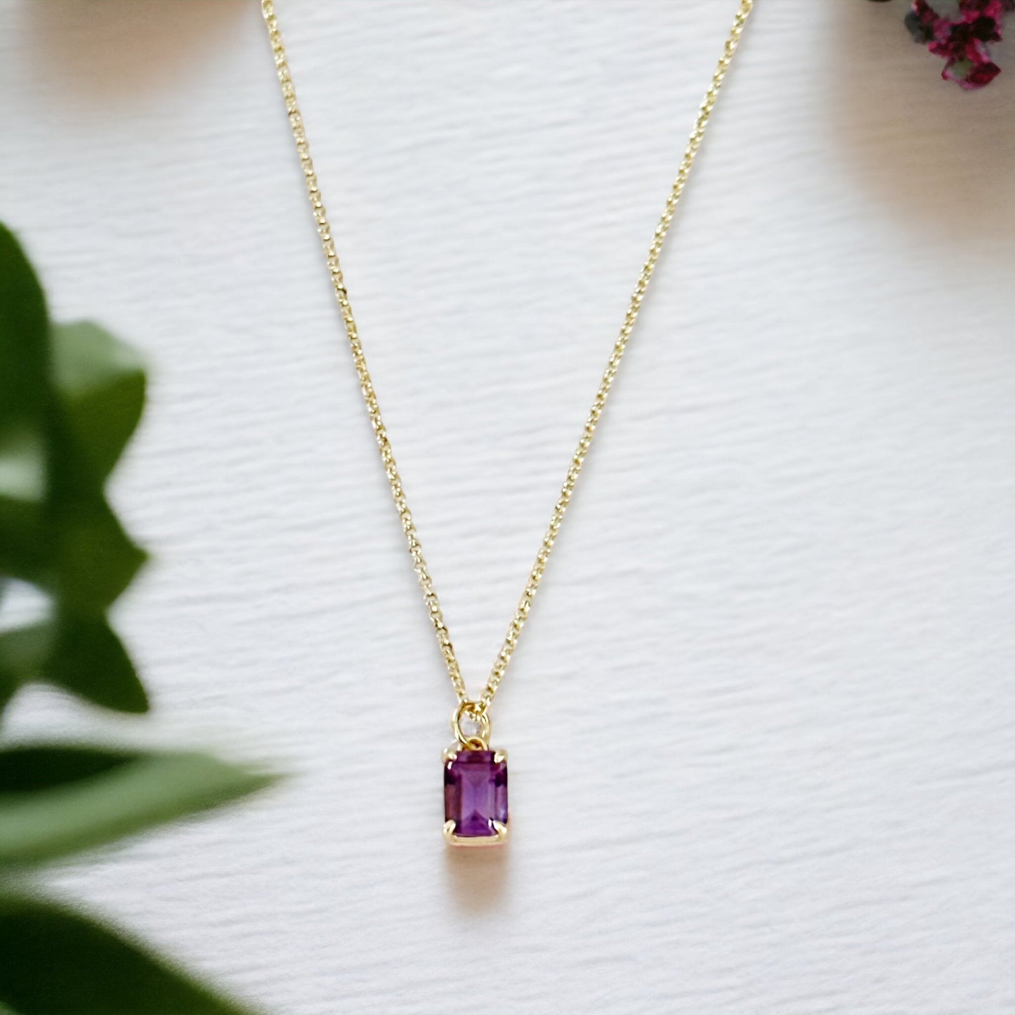Violetta Amethyst Baguette Necklace-Mialla Jewelry