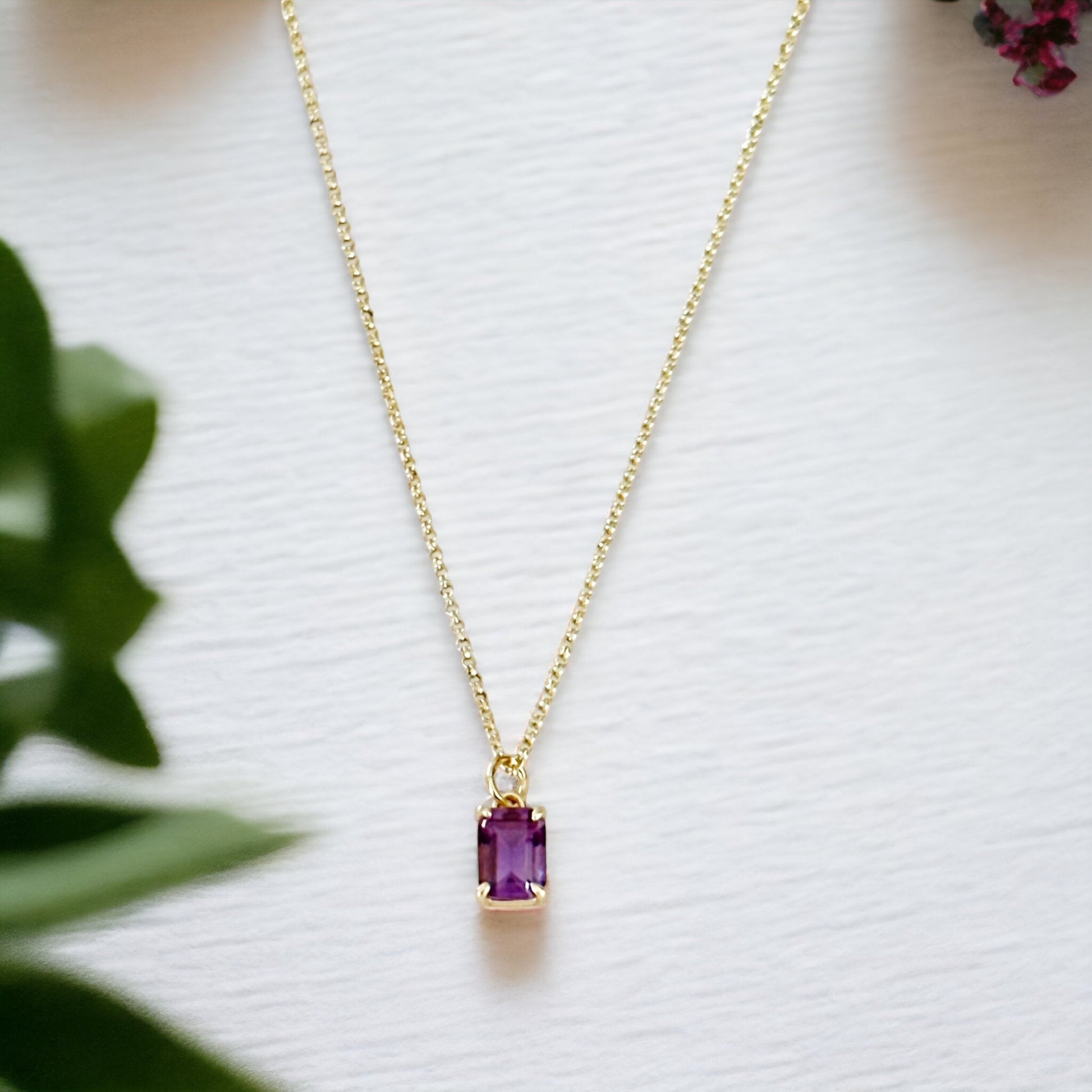 Violetta Amethyst Baguette Necklace-Mialla Jewelry