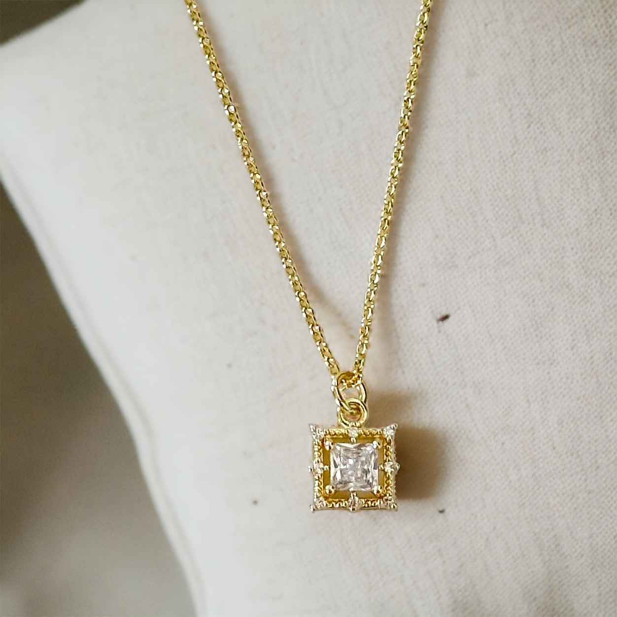 Illaria Square Baguette Necklace-Mialla Jewelry