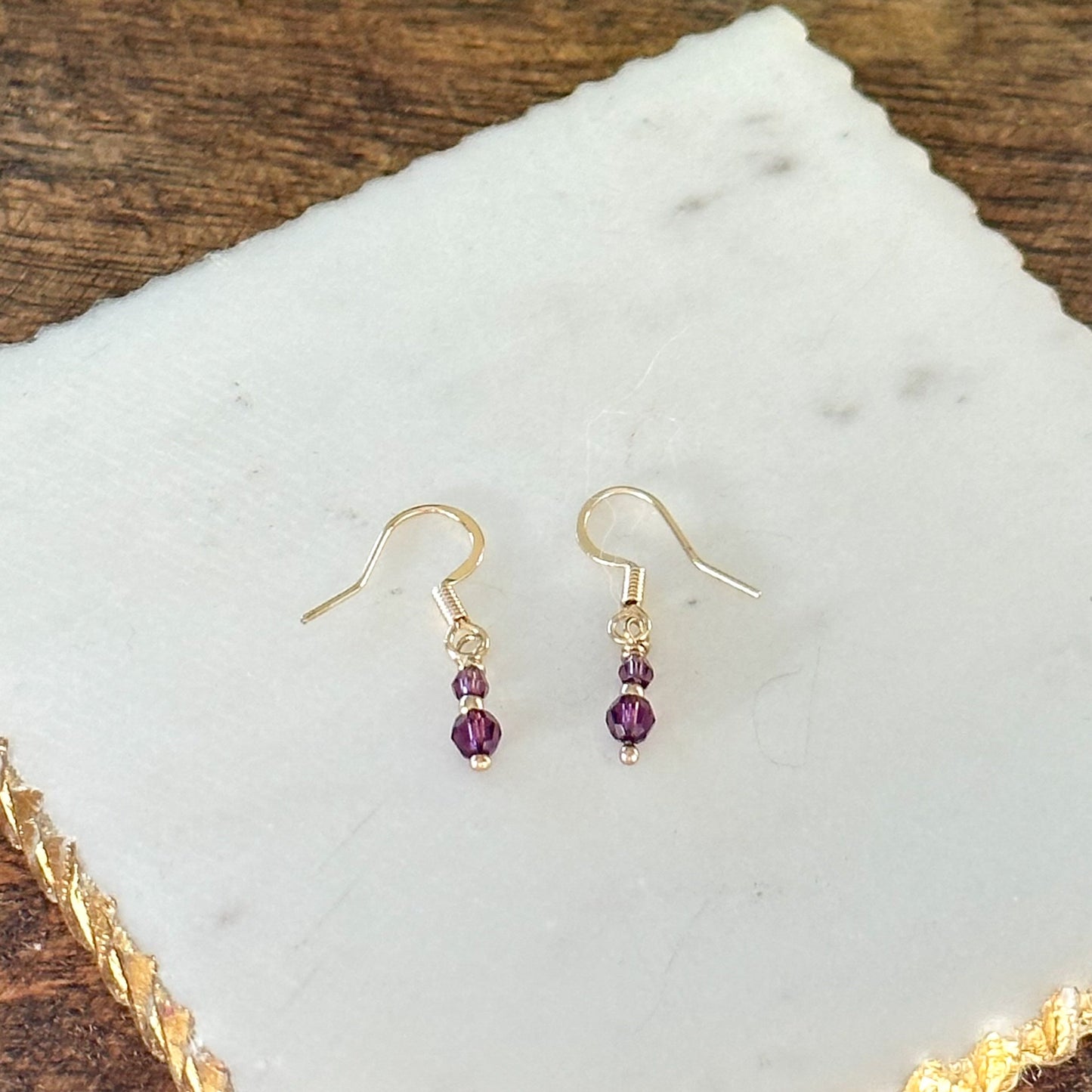 Gioia Dainty Amethyst Earrings-Mialla Jewelry