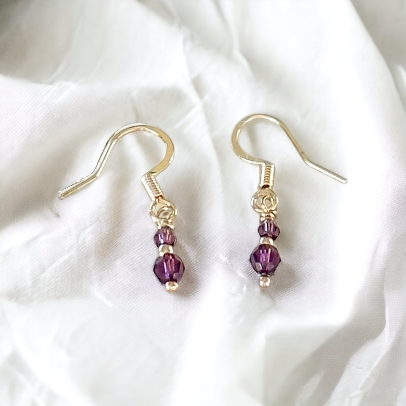 Gioia Dainty Amethyst Earrings-Mialla Jewelry