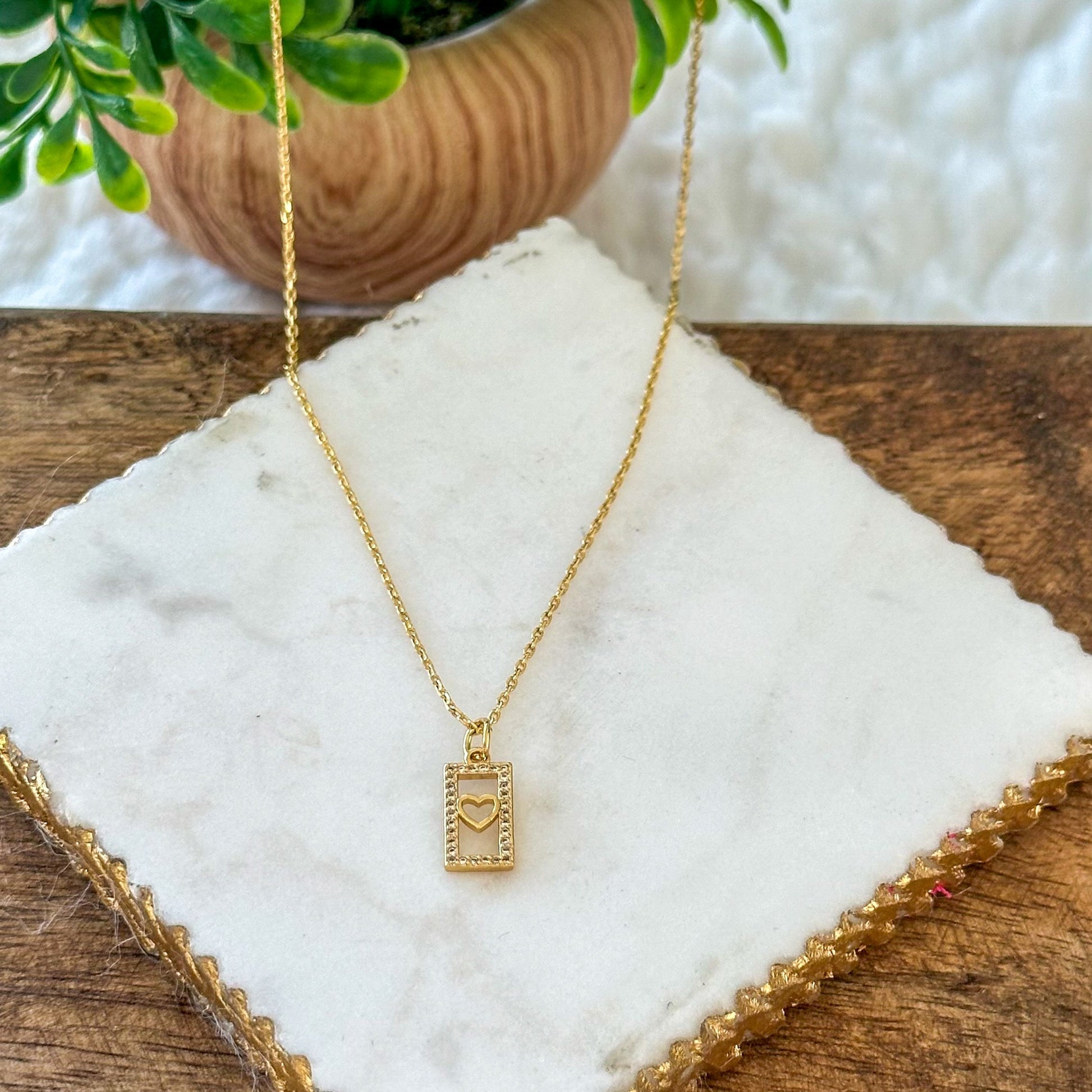 Carita Dainty Heart Tag Necklace-Mialla Jewelry