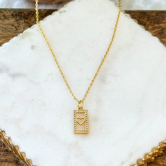 Carita Dainty Heart Tag Necklace-Mialla Jewelry