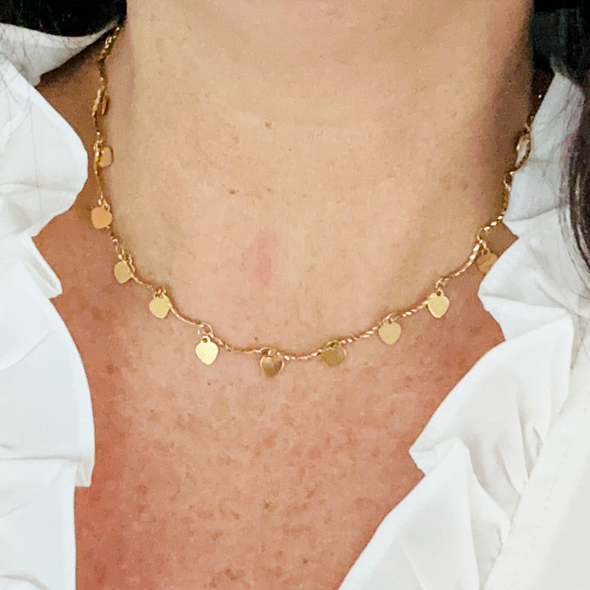 Melita Dangle Heart Choker Necklace-Mialla Jewelry
