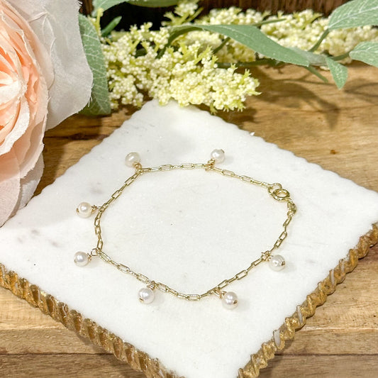 Gina Mini Pearl Charm Bracelet-Mialla Jewelry