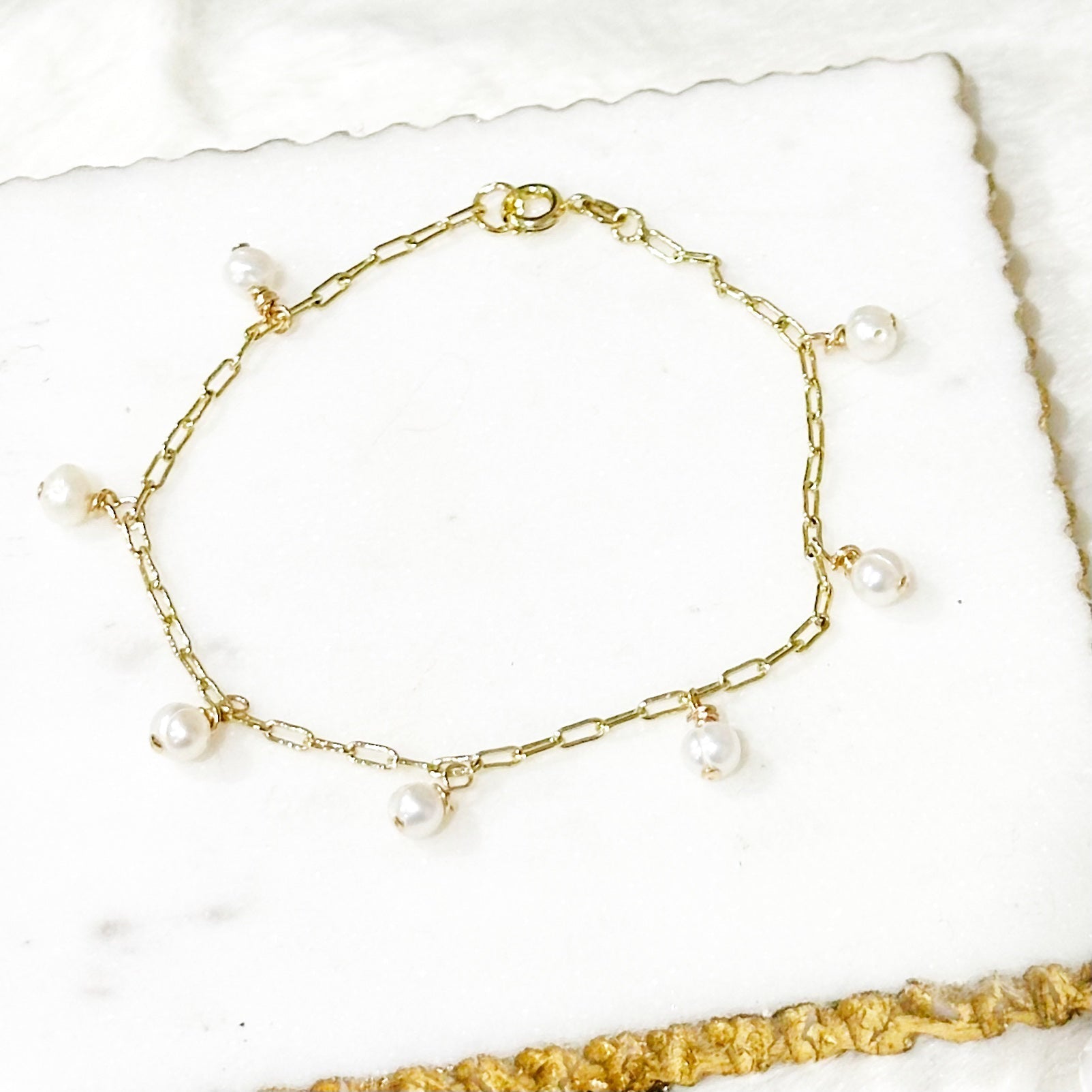 Gina Mini Pearl Charm Bracelet-Mialla Jewelry