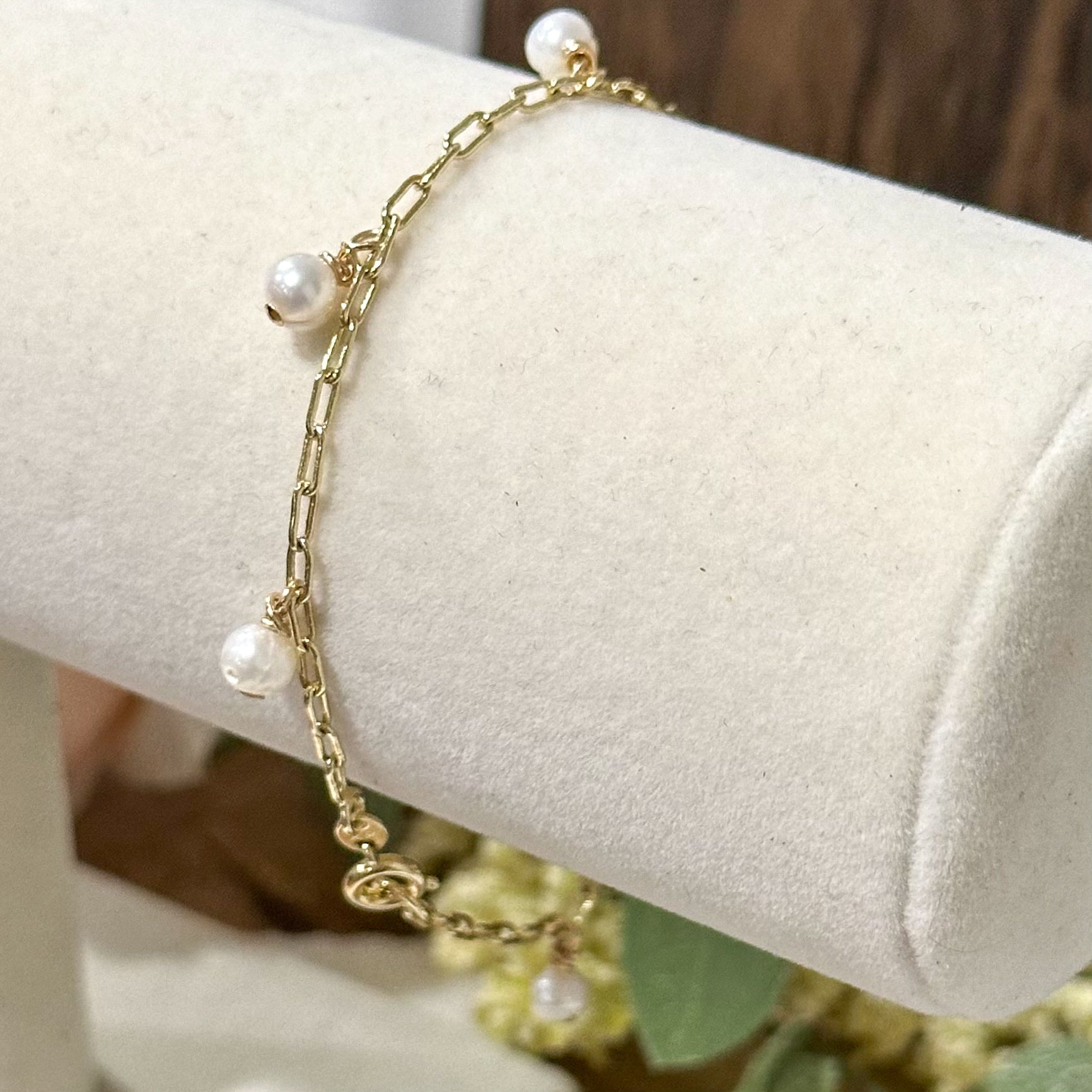 Gina Mini Pearl Charm Bracelet-Mialla Jewelry