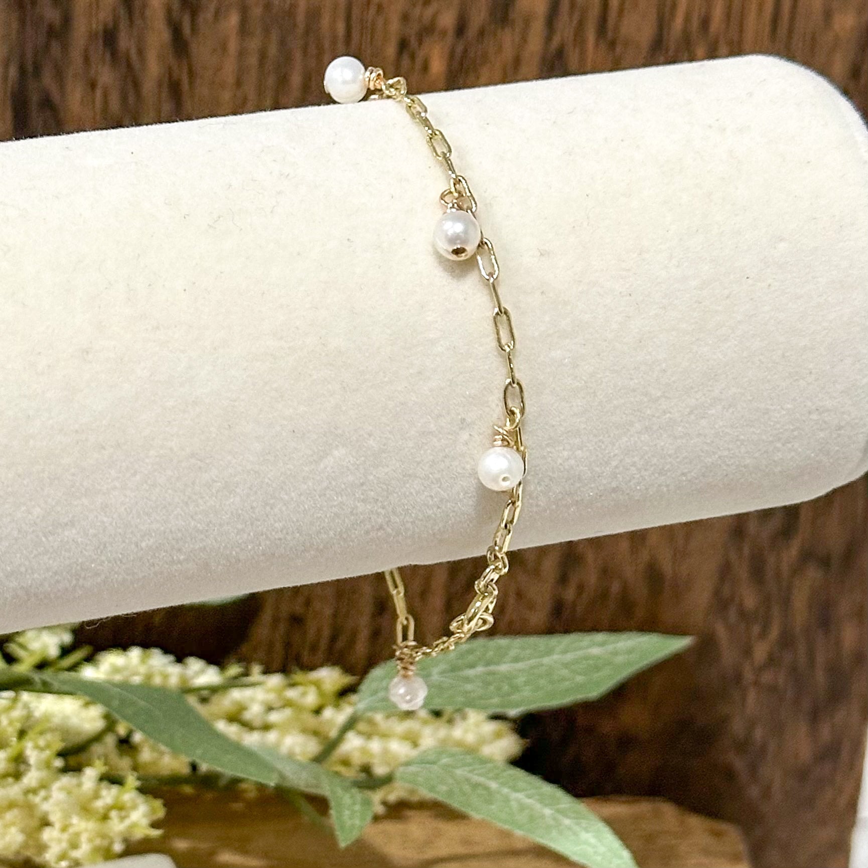Gina Mini Pearl Charm Bracelet-Mialla Jewelry