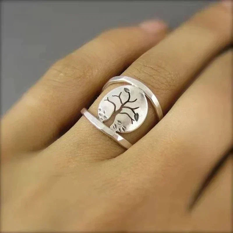 Tree of Life Adjustable Silver Ring-Mialla Jewelry