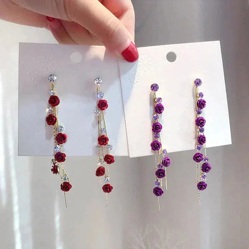 Rose Cascade Earrings-Mialla Jewelry