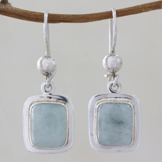 Vintage Blue Silver Earrings-Mialla Jewelry
