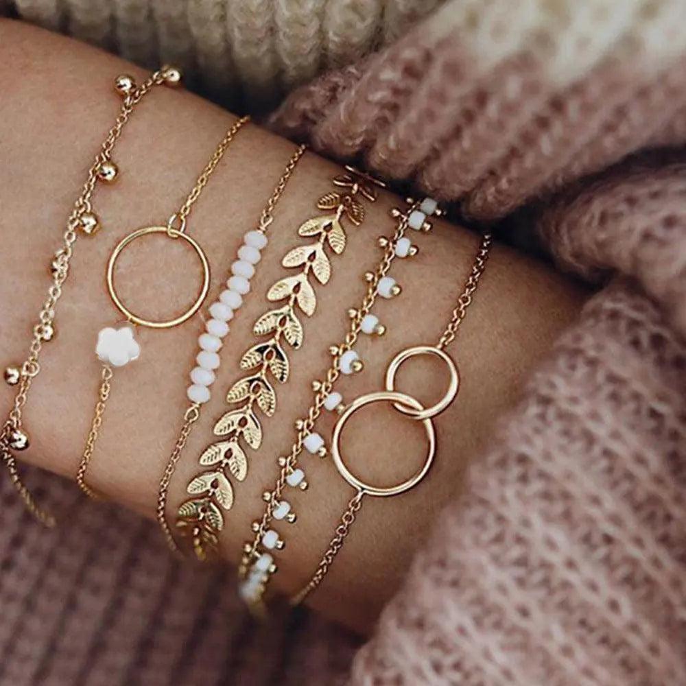 Pack of Boho Bracelets in Gold-Mialla Jewelry