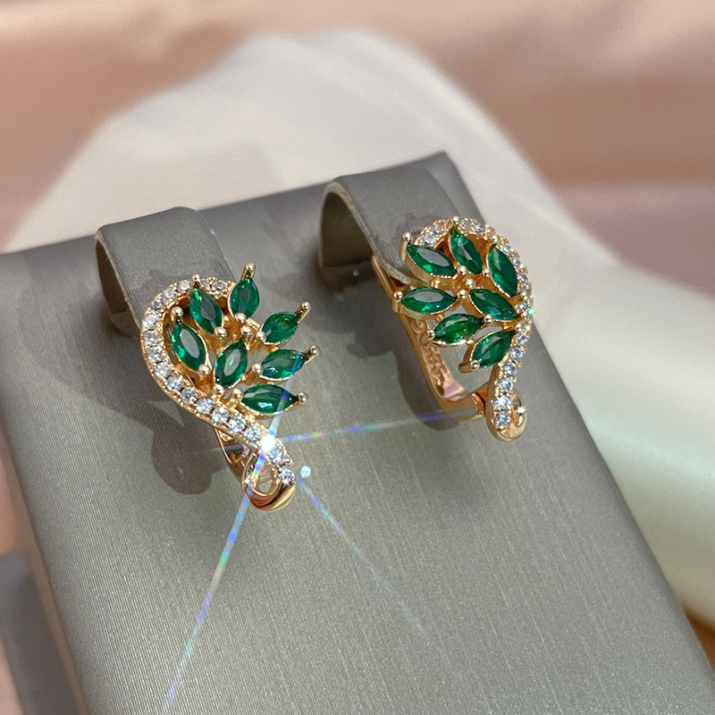 Green Crystal Earrings-Mialla Jewelry