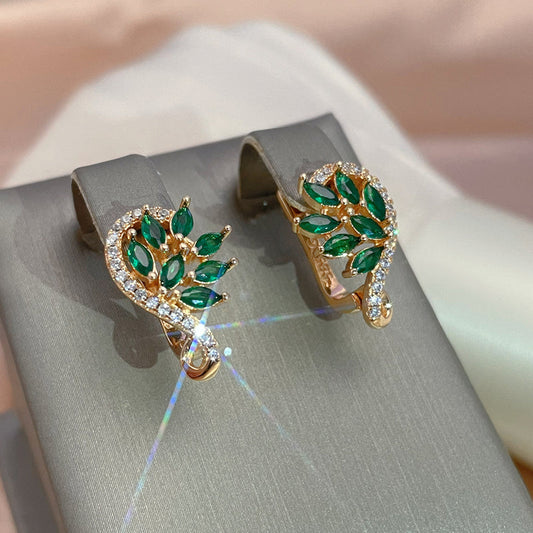 Green Crystal Earrings-Mialla Jewelry