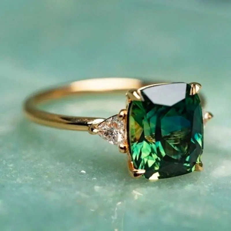Elegant Square Emerald Ring-Mialla Jewelry