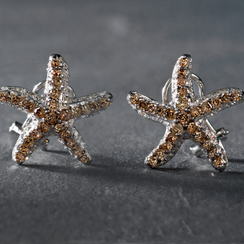 Vintage Bright Starfish Silver Earrings-Mialla Jewelry