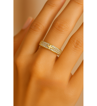 Gold Sparkling Faith Resizable Ring-Mialla Jewelry