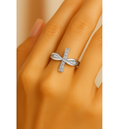 Silver Infinity Cross Resizable Ring-Mialla Jewelry