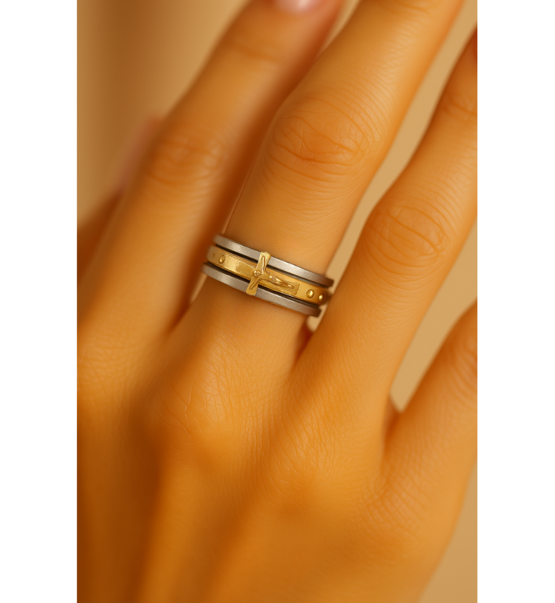 Gold Layered Religious Cross Ring-Mialla Jewelry