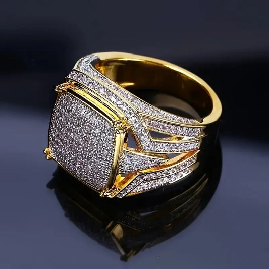 Vintage Sparkling Layered Golden Ring-Mialla Jewelry