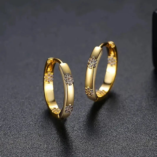 Vintage Golden Flower Hoop Earrings-Mialla Jewelry
