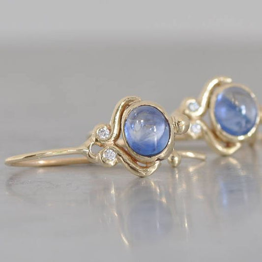 Vintage Blue Crystal Eye Gold Ring-Mialla Jewelry
