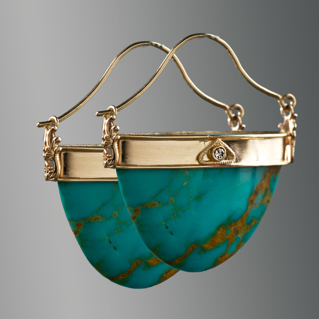 Vintage Opal Crest Gold Earrings-Mialla Jewelry