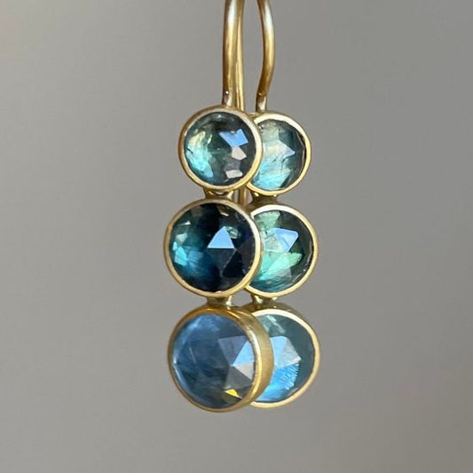 Vintage Blue Glass Dangling Earrings-Mialla Jewelry