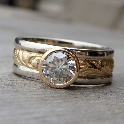 Vintage Zirconia Gold & Silver Ring-Mialla Jewelry