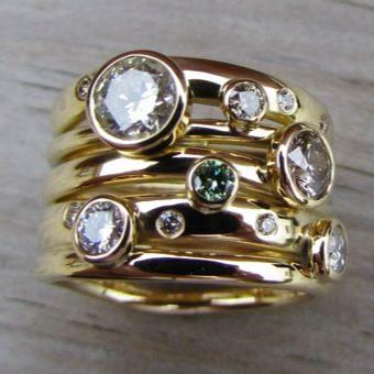 Vintage Layered Bright Gold Ring-Mialla Jewelry